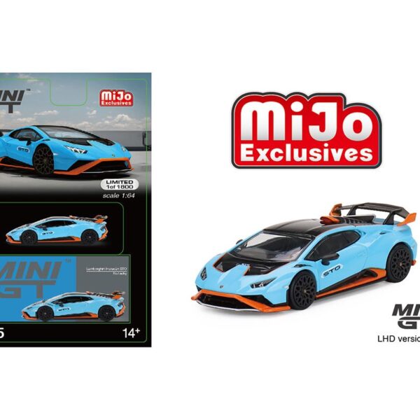 Mini GT 1:64 Lamborghini HuracÃ¡n STO Blu Laufey – Mijo Exclusive – Sky Blue