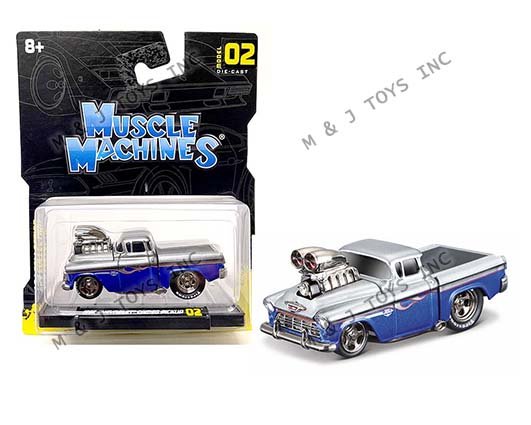 Muscle Machines 1:64 1955 Chevrolet Cameo Pickup Truck (Blue)