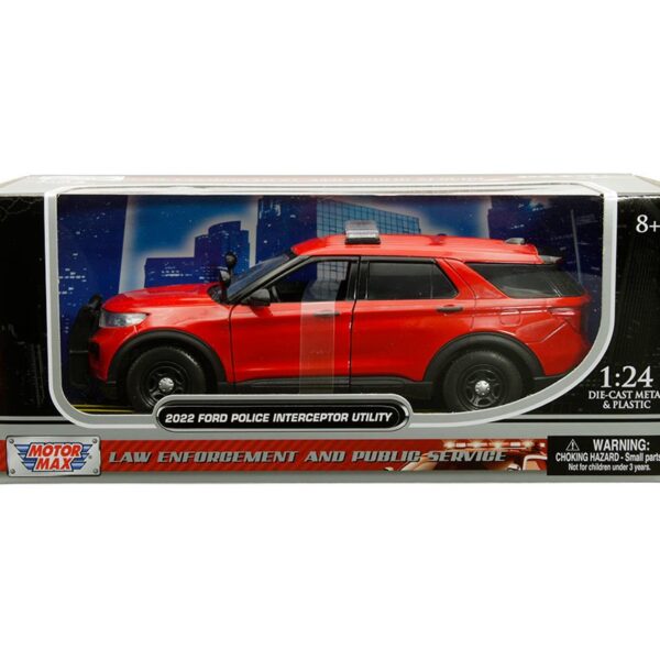 Motormax 1:24 2022 Ford Police Interceptor Utility with Light Bar – Red
