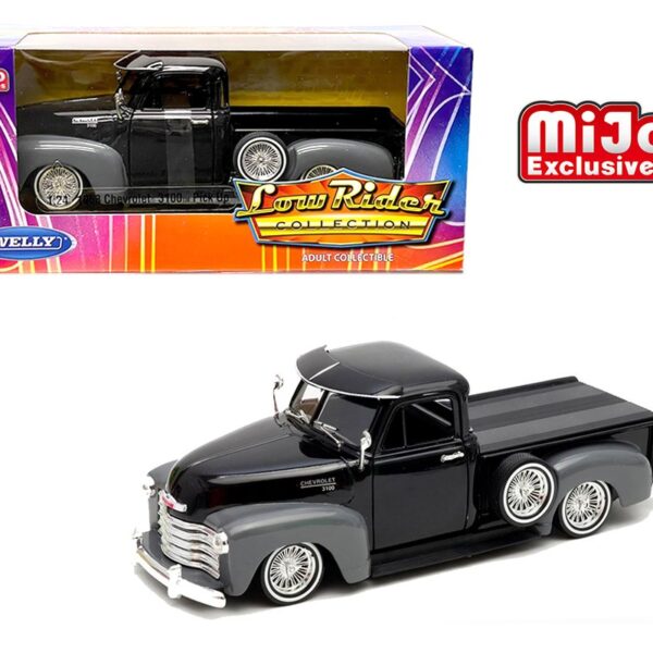 Welly 1:24 1953 Chevrolet 3100 Pickup Low Rider – Black with Grey Fenders â€“ MiJo Exclusives