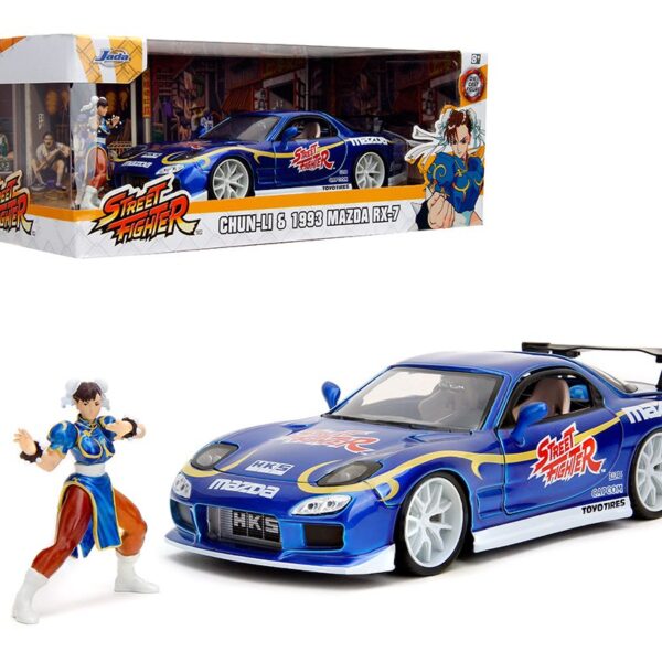 Jada 1:24 Street Fighter Chun-Li & 1993 Mazda RX-7 (Candy Blue)