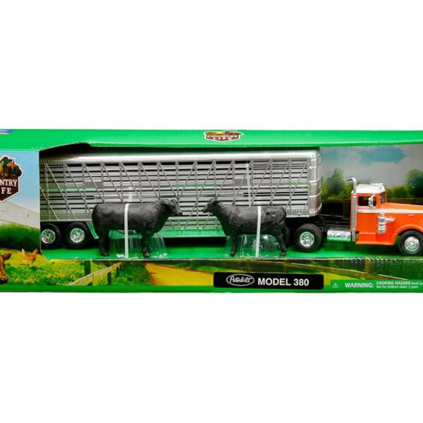 New Ray 1:43 1949 Peterbilt Model 380 Livestock Trailer with cattle – Country Life