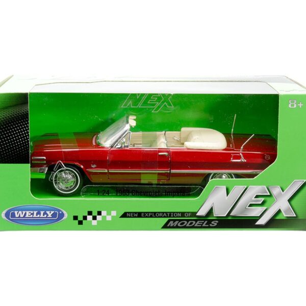Welly 1:24 1963 Chevrolet Impala convertible – Red with beige interior