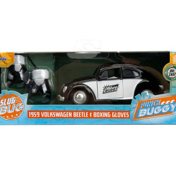 Jada 1:32 1959 Volkswagen Beetle (Black/White) & Boxing Gloves – Slug Bug Punch Buggy