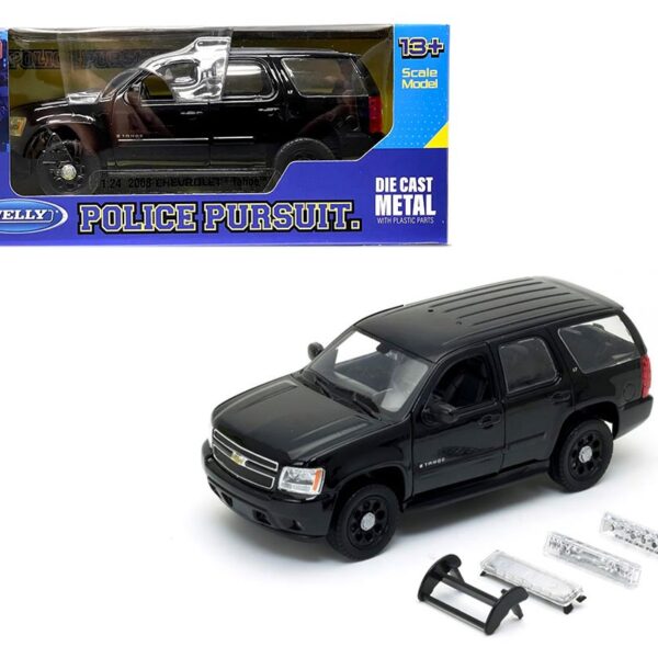 Welly 1:24 2008 Chevrolet Tahoe Police Version Plain Black