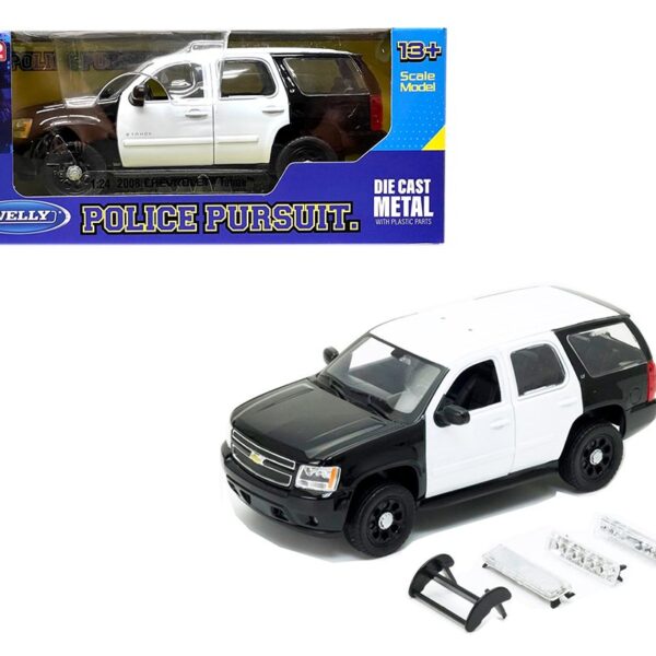 Welly 1:24 2008 Chevrolet Tahoe Police Version Plain (Black and White)