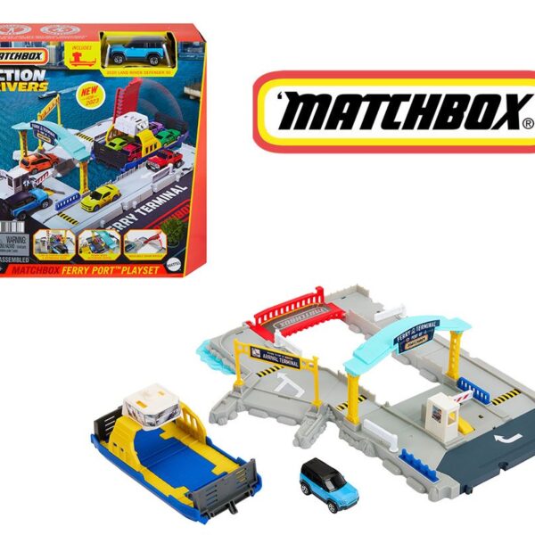 Matchbox 1:64 Action Drivers Play Set Ferry Port With Land Rover Defender
