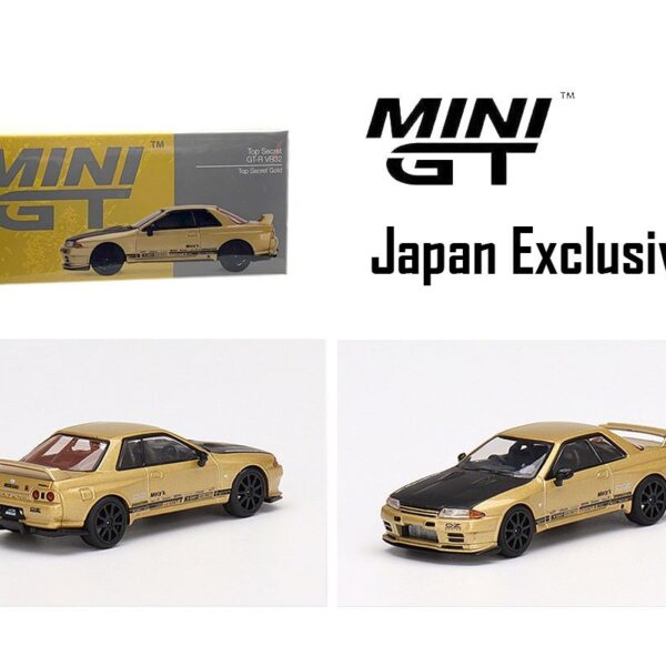 Mini GT 1:64 Japan Exclusive Top Secret Nissan Skyline GT-R VR32 Top Secret Gold – RHD