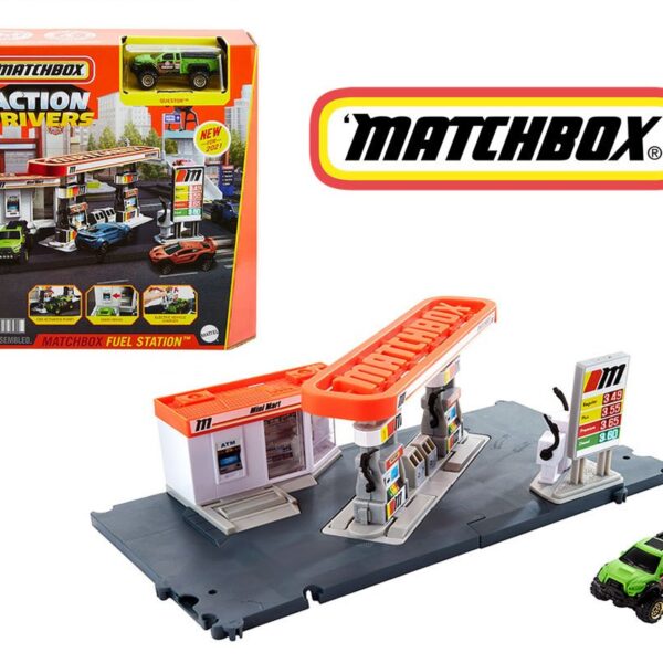 Matchbox 1:64 Action Drivers Play Set Fuel Station With Pickup Truck