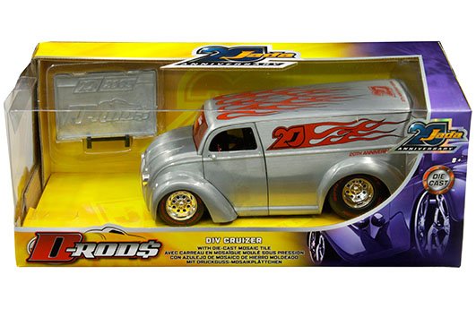 Jada 1:24 Div Cruizer (Brushed Metal) with Diecast Mosaic Tile – D-Rods – 20th Anniversary