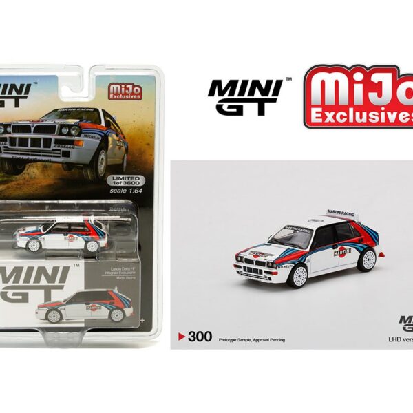 Mini GT 1:64 Lancia Delta HF Integrale Evoluzione (White) – Martini Racing – MiJo Exclusives Limited 3600 Pieces