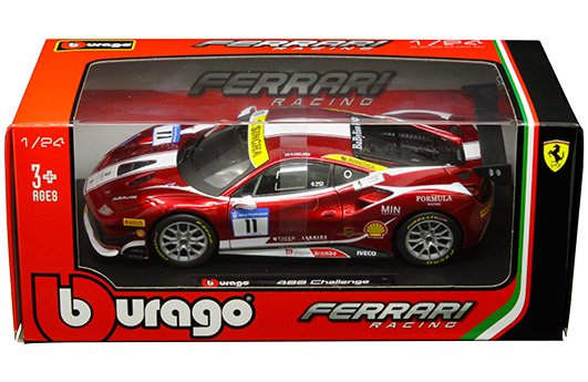 Bburago 1:24 Ferrari 488 Challenge #11 (candy red with white accents) – Ferrari Racing