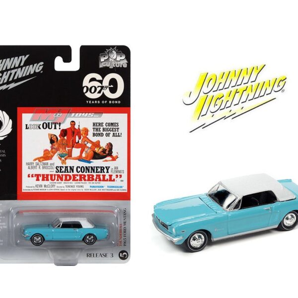 Johnny Lightning 1:64 Pop Culture 2022 Release 3 – James Bond 007 Thunderball 1965 Ford Mustang Solid Case