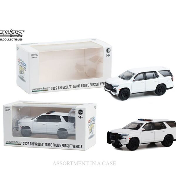 Greenlight 1:64 Hot Pursuit 2022 Chevrolet Tahoe Police With & Without Light Bar (Plain White) – Hobby Exclusive