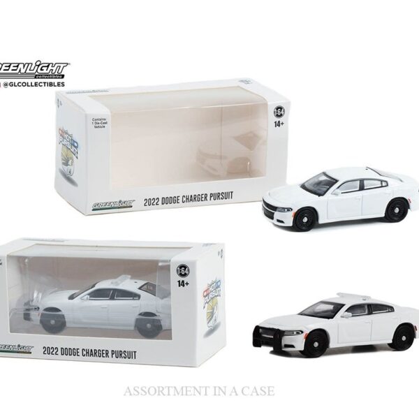 Greenlight 1:64 Hot Pursuit 2022 Dodge Charger Pursuit With & Without Light bar (Plain White) – Hobby Exclusive