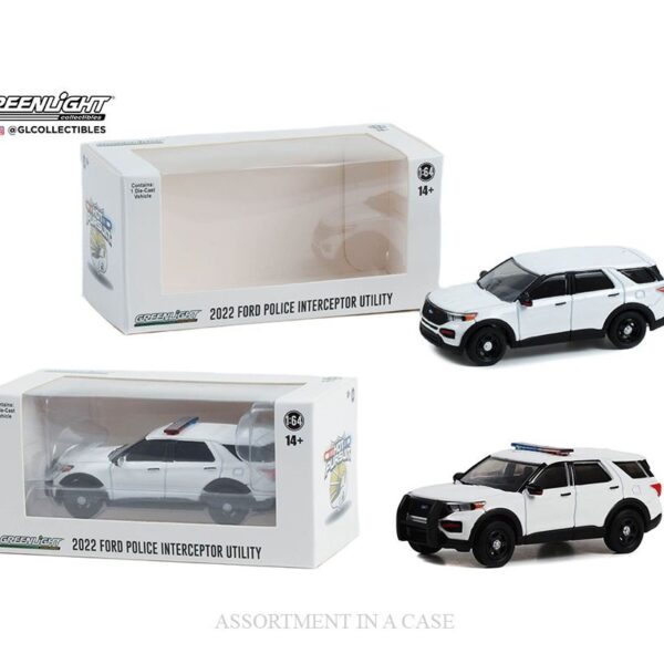 Greenlight 1:64 Hot Pursuit 2022 Ford Police Interceptor Utility With & Without Light bar (Plain White) – Hobby Exclusive