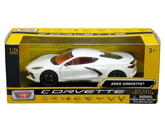 Motormax 1:24 2020 Chevrolet Corvette C8 Stingray (White with red inteior) – History of Corvette