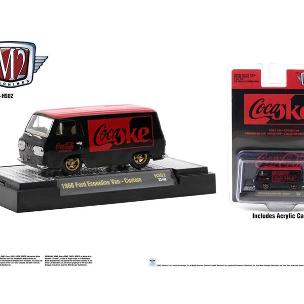 M2 Machines 1:64 Coca-Cola 1966 Ford Econoline (Black with Red Roof) – Hobby Exclusive
