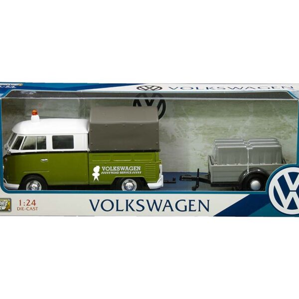 Motormax 1:24 Volkswagen T1 Road Service Pickup with Trailer