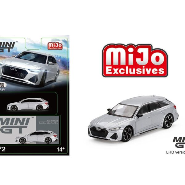 Mini GT 1:64 Audi RS 6 Avant Carbon Black Edition Florett Silver Limited Edition -Mijo Exclusives