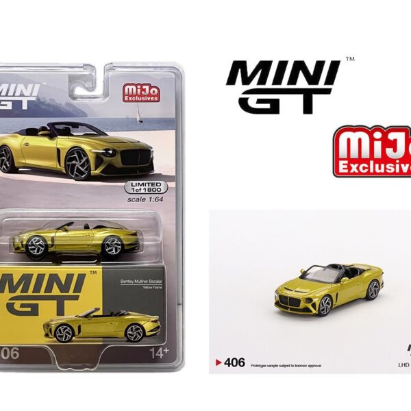 Mini GT 1:64 Bentley Mulliner Bacalar Convertible Yellow Flame Limited Edition – Mijo Exclusive USA