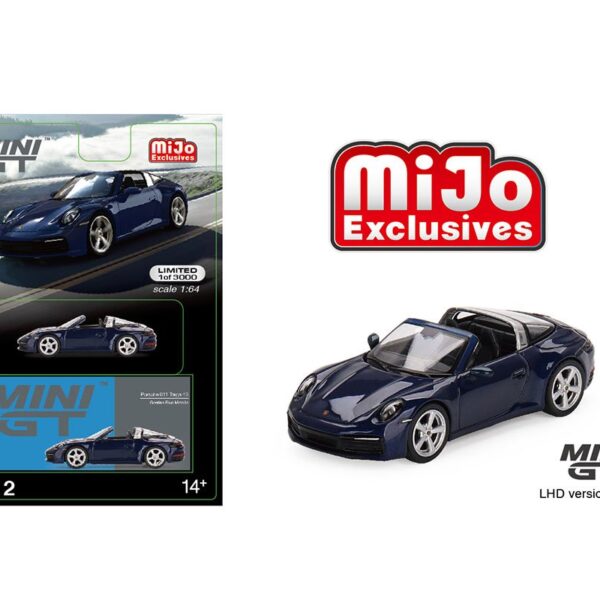 Mini GT 1:64 Porsche 911 Targa 4S Gentian Blue Metallic Limited Edition -Mijo Exclusives USA