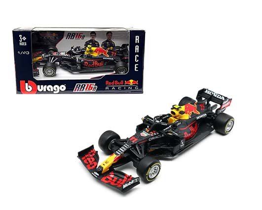 Bburago 1:43 2021 RB16B #11 Sergio Perez in Table top display â€“ RedBull Racing â€“ Race