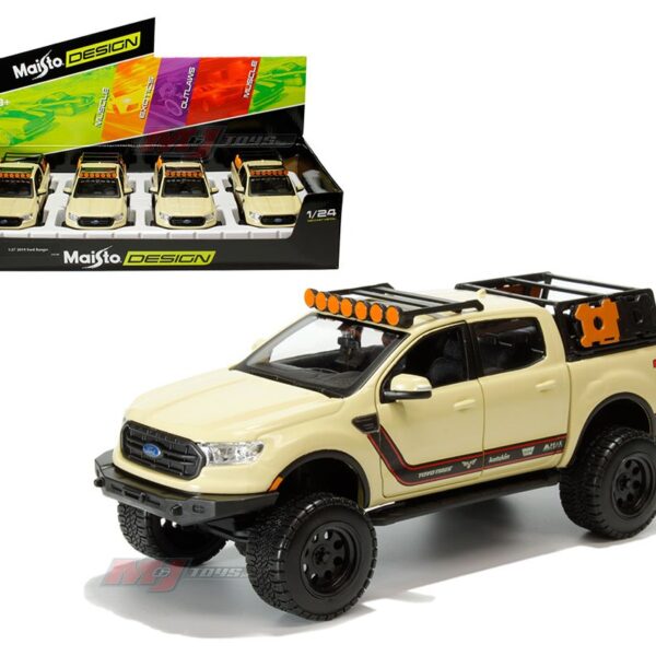 Maisto 1:24 2019 Ford Ranger Off-Road (Beige) (1:27) – Display Tray Set of 4