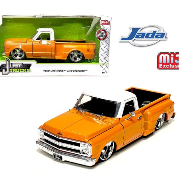 Jada 1:24 1969 Chevrolet C10 Stepside Pickup (Custom Two-Tone Orange/White) – Just Trucks – MiJo Exclusives Limited Edition