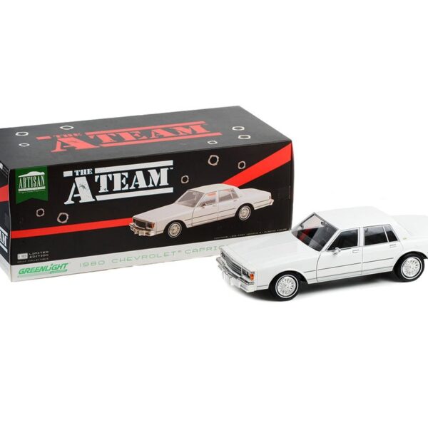 Greenlight 1:18 1980 Chevrolet Caprice Classic (White) – The A-Team (1983-87 TV Series) – Artisan Collection