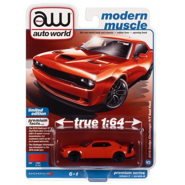 Auto World 1:64 Premium 2022 Release 3A – 2019 Dodge Challenger R/T Scat Pack Tor – Modern Muscle