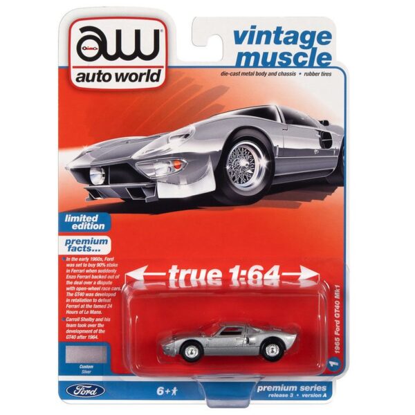 Auto World 1:64 Premium 2022 Release 3A – 1965 Ford GT MK1 Blue Solid Case – Vintage Muscle