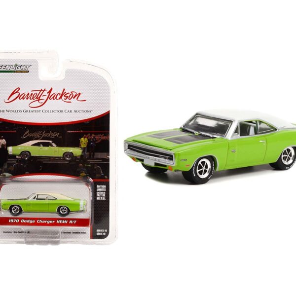 Greenlight 1:64 Barrett-Jackson Series 10 – 1970 Dodge Charger HEMI R/T (Green with White Roof)