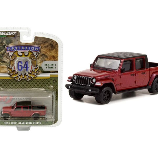 Greenlight 1:64 2021 Jeep Gladiator Willys (Red) – Battalion 64 Series 2