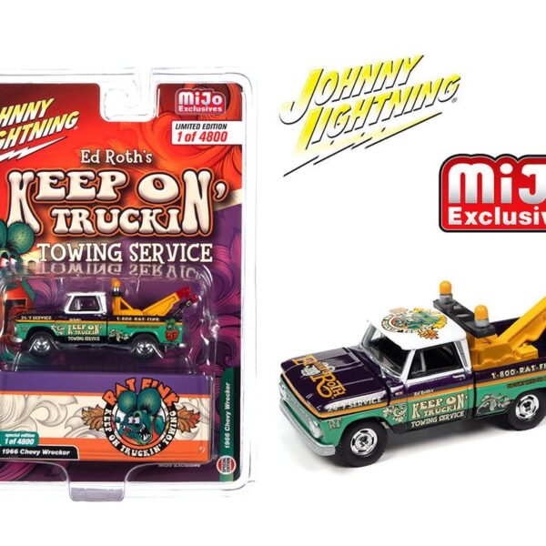 Johnny Lightning 1:64 Chevrolet Wrecker 1966 Ed Roth’s Rat Fink Towing Service – MiJo Exclusives