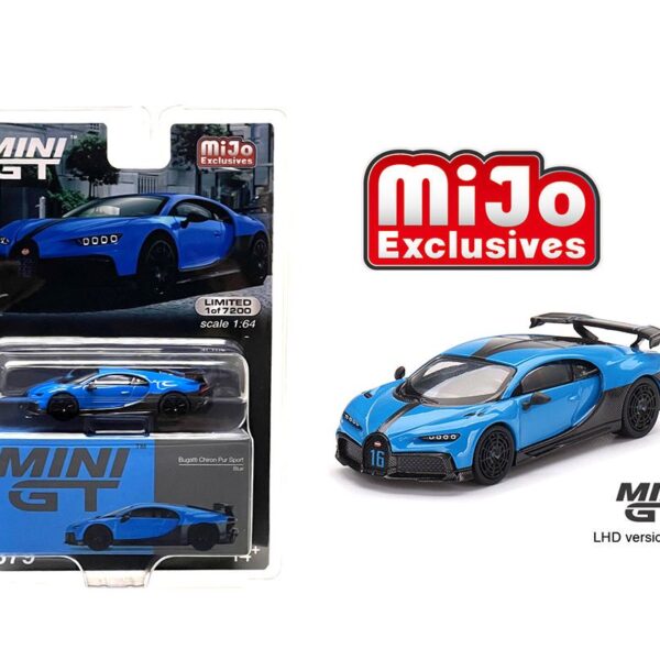 Mini GT 1:64 Bugatti Chiron Pur Sport Blue Limited Edition – Mijo Exclusive USA