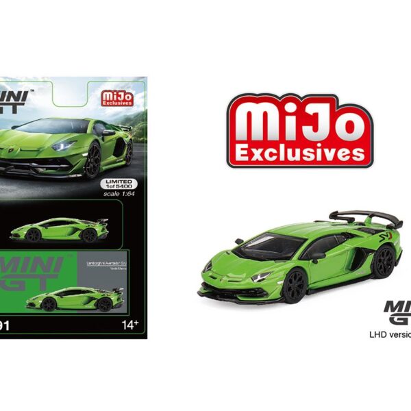 Mini GT 1:64 Lamborghini Aventador SVJ (Verde Mantis) – MiJo Exclusives