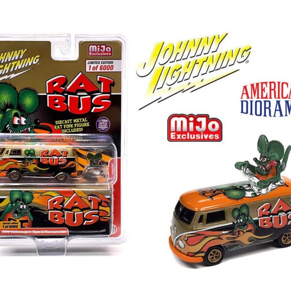 Johnny Lightning x American Diorama 1964 Volkswagen RAT FINK RAT BUS  With Rat Fink Figure