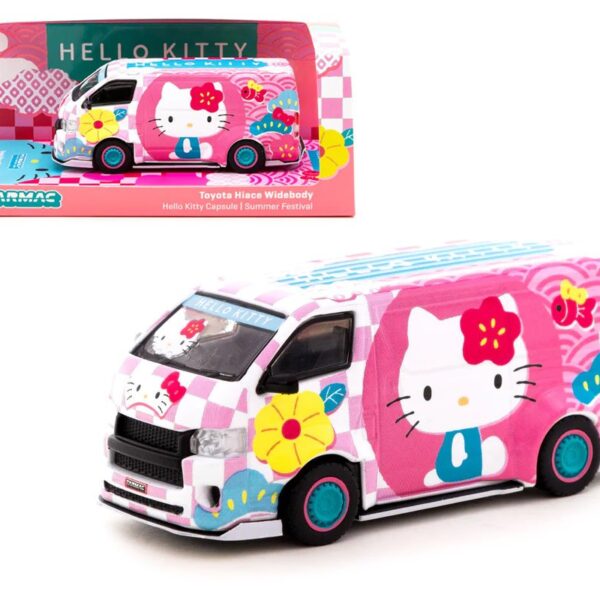 Tarmac Works 1:64 Toyota Hiace Widebody Hello Kitty Capsule Summer Festival –  Collab64
