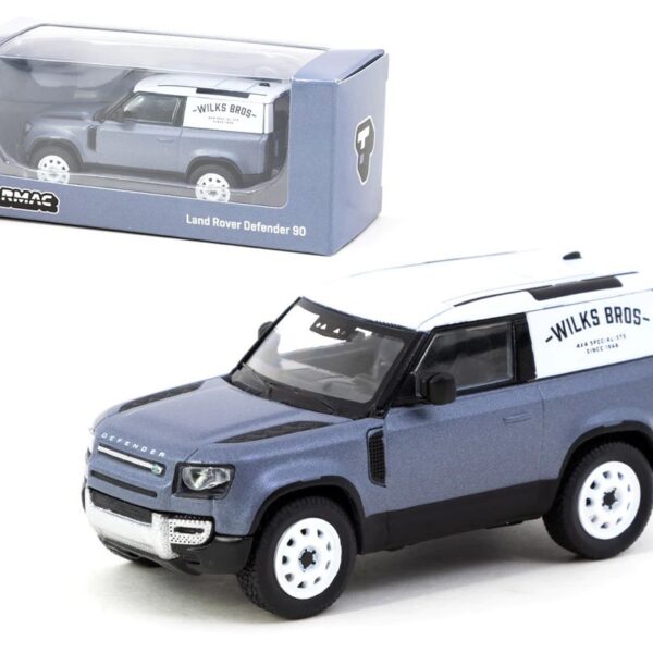 Tarmac Works 1:64 Land Rover Defender 90 (Matt Blue Grey) – Wilks Bros – Global64