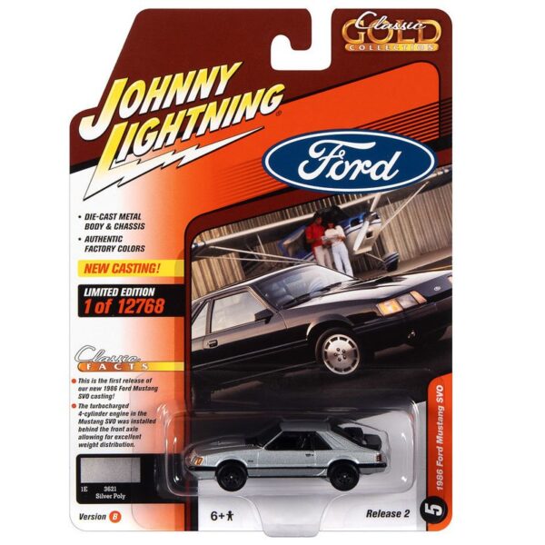 Johnny Lightning 1:64 1986 Ford Mustang SVO (Silver) – Classic Gold 2022 Release 2 Version B