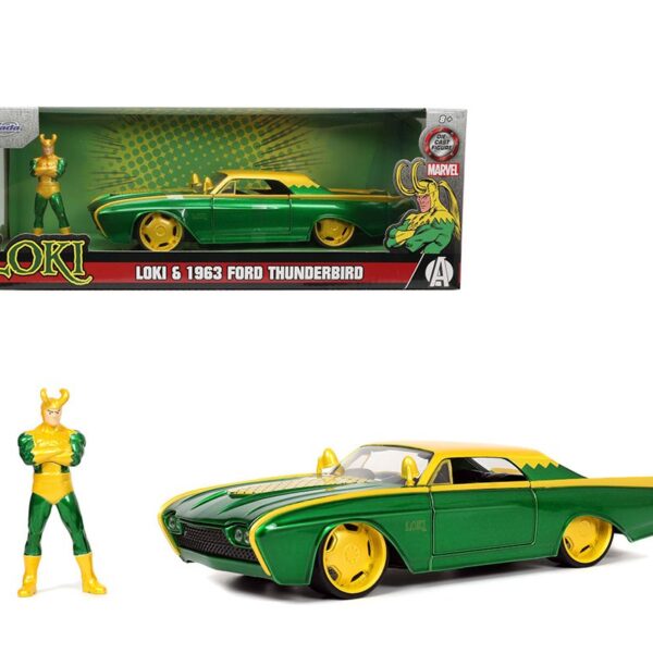 Jada 1:24 1963 Ford Thunderbird With Figure – Marvel Loki – Hollywood Rides