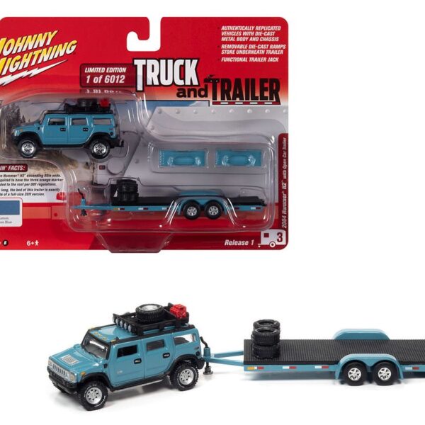 Johnny Lightning 1:64 Truck & Trailer Hummer H2  with Open Trailer