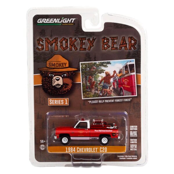 Greenlight 1:64 Smokey Bear Series 1 – 1984 Chevrolet C20 Custom Deluxe with Fire Equipment – Please Help Prevent Forest Fires