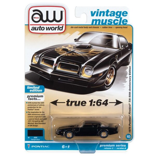 Auto World 1:64 Premium 1976 Pontiac Firebird T/A 50th Anniversary Edition (Starlight Black)