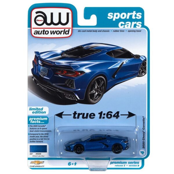 Auto World 1:64 2020 Chevrolet Corvette (Elkhart Lake Blue) – Premium 2022 Release 2 Version B