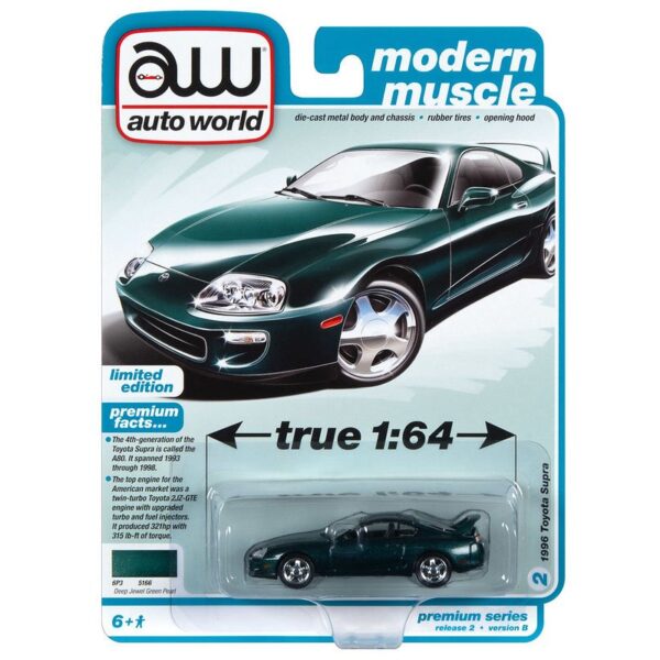 Auto World 1:64 1996 Toyota Supra (Deep Jewel Green Pearl) – Premium 2022 Release 2 Version B