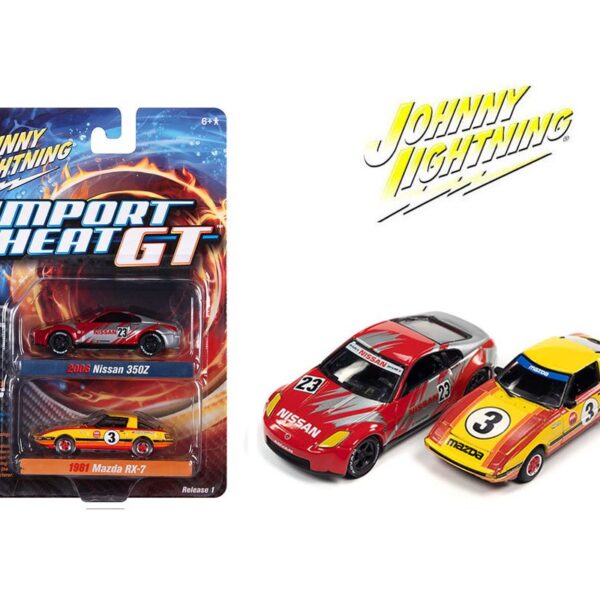 Johnny Lightning 1:64 2 Pack 2006 Nissan 350ZX & 1981 Mazda RX-7 Release A – Import Heat GT