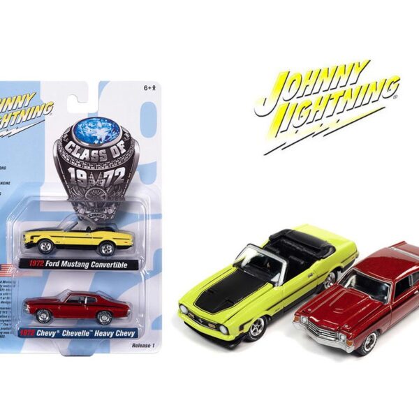 Johnny Lightning 1:64 2 Pack 1972 Ford Mustang Convertible & 1972 Chevrolet Chevelle Releases A