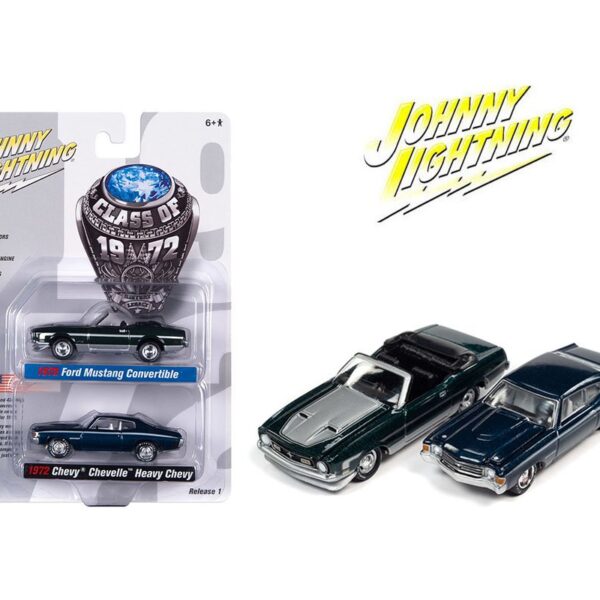 Johnny Lightning 1:64 2 Pack 1972 Ford Mustang Convertible & 1972 Chevrolet Chevelle Releases B